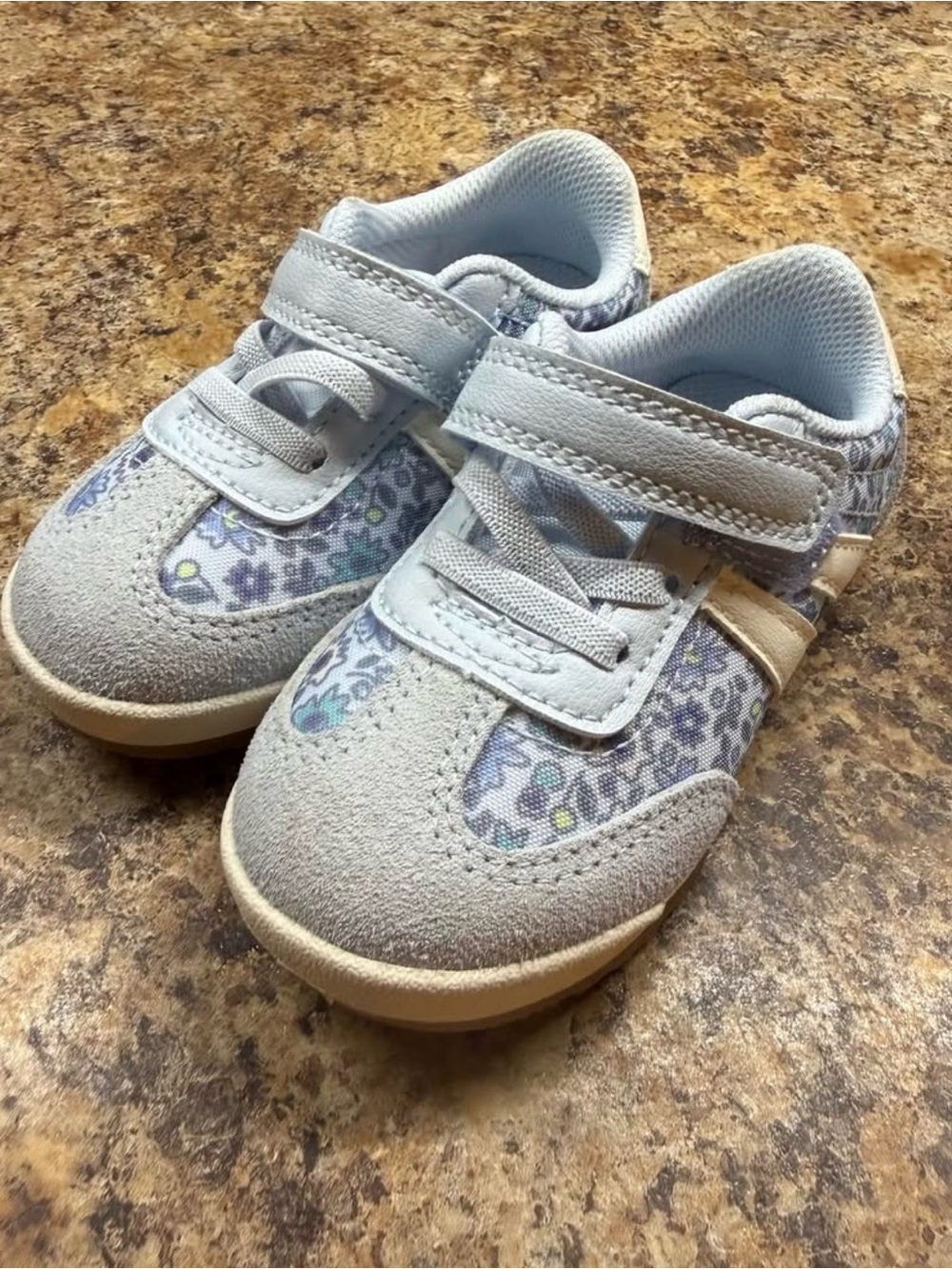 Cat & Jack Light Blue Floral Hook-and-Loop Sneakers